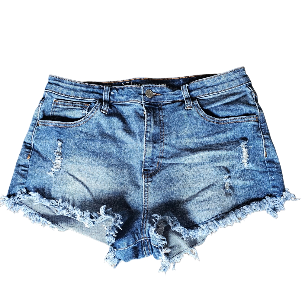 No Boundaries Blue Jean Shorts Distressed Frayed Hem